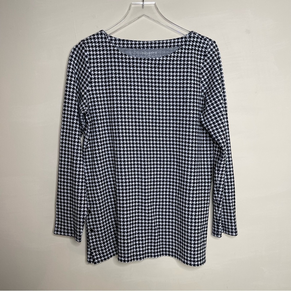 Talbots Houndstooth Black and White Tunic top